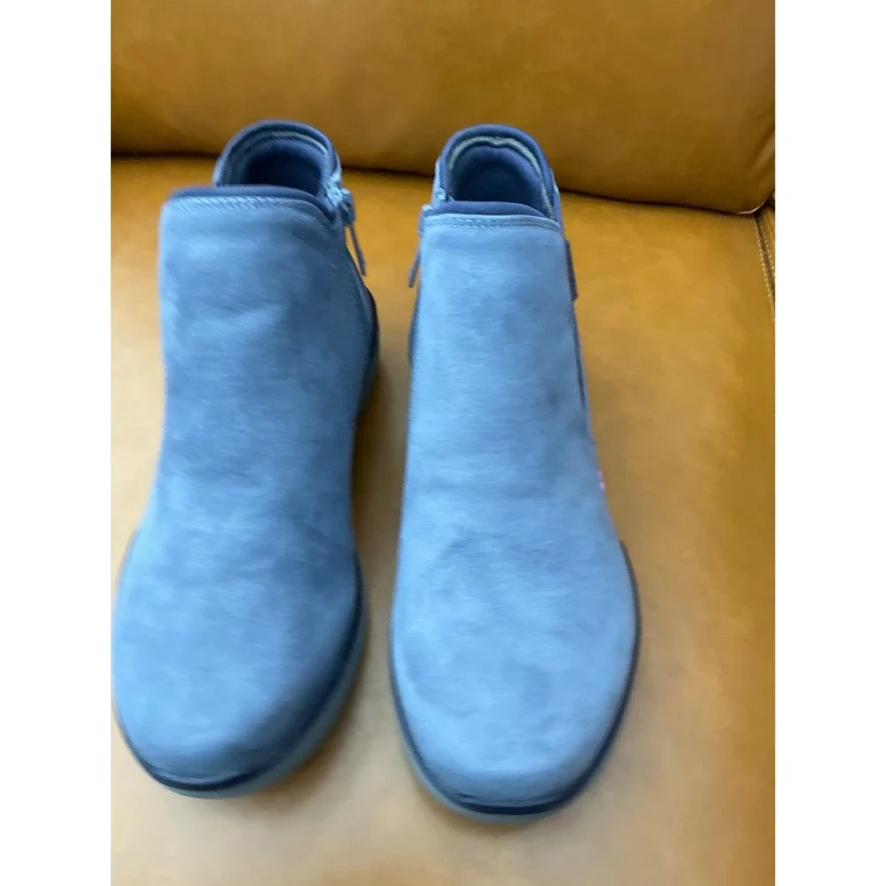 Ryka Noelle 2 Ankle Boots Womens 7 Blue Suede-Like Zip Up Booties